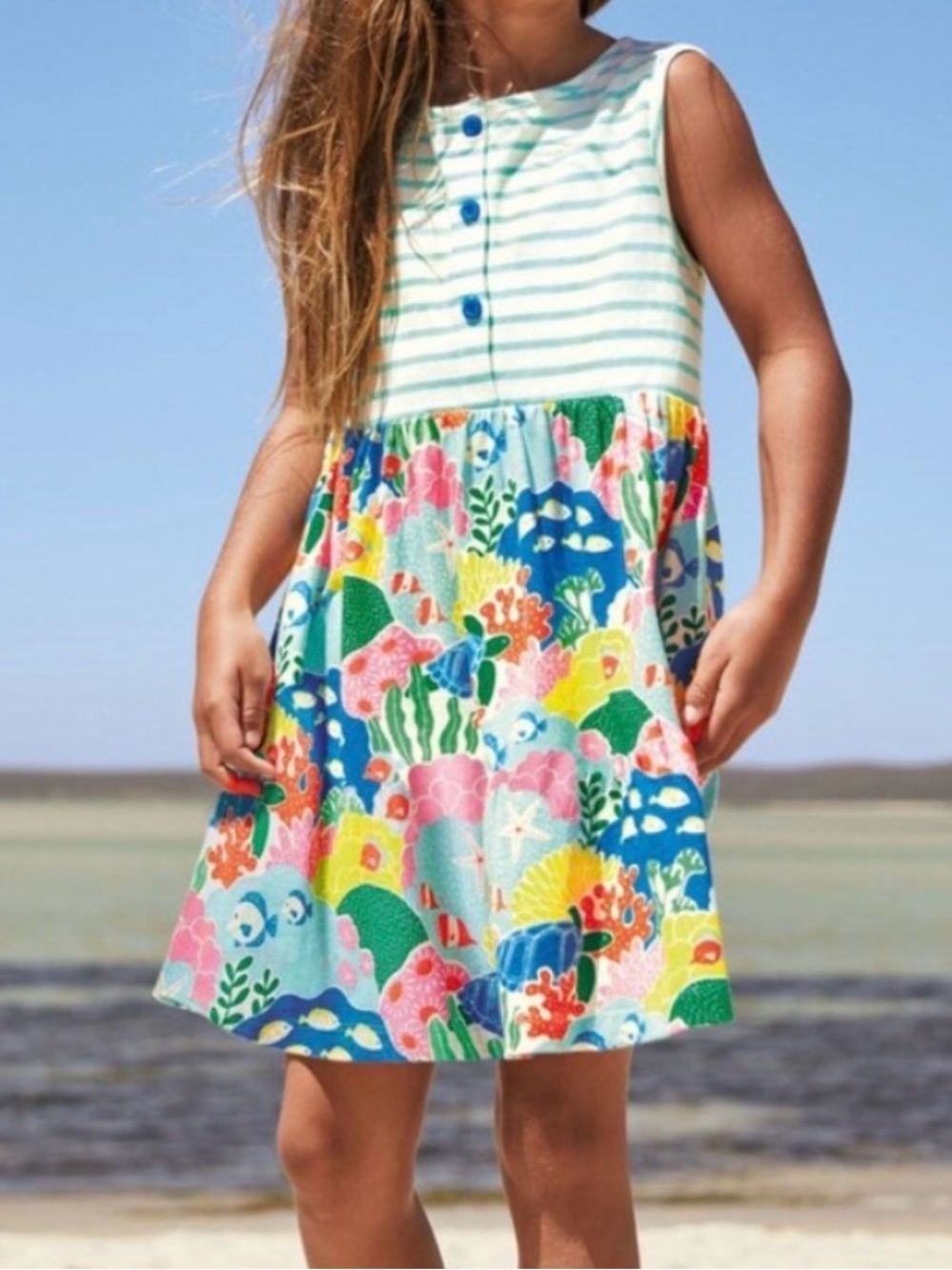 Mini Boden Sleeveless Bright Coral Dress size 11-12